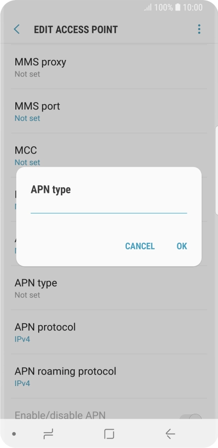 Key in default and press OK.