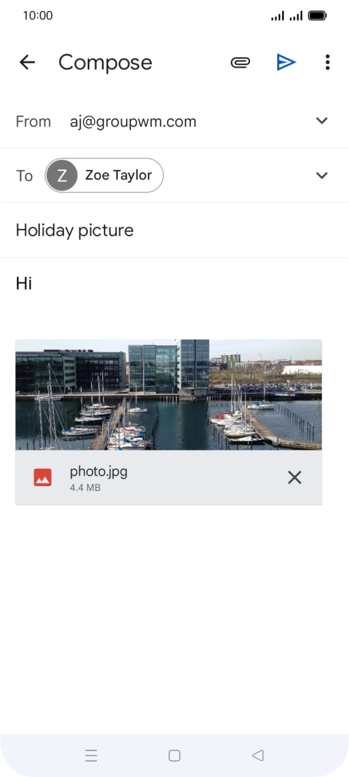Press the send icon when you've finished your email.