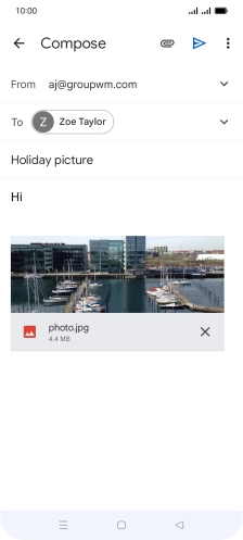 Press the send icon when you've finished your email.