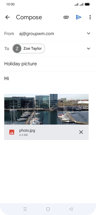 Press the send icon when you've finished your email.
