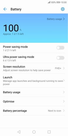 Press the indicator next to the required setting.
