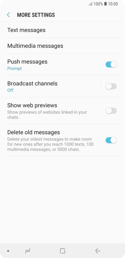 Press Text messages.