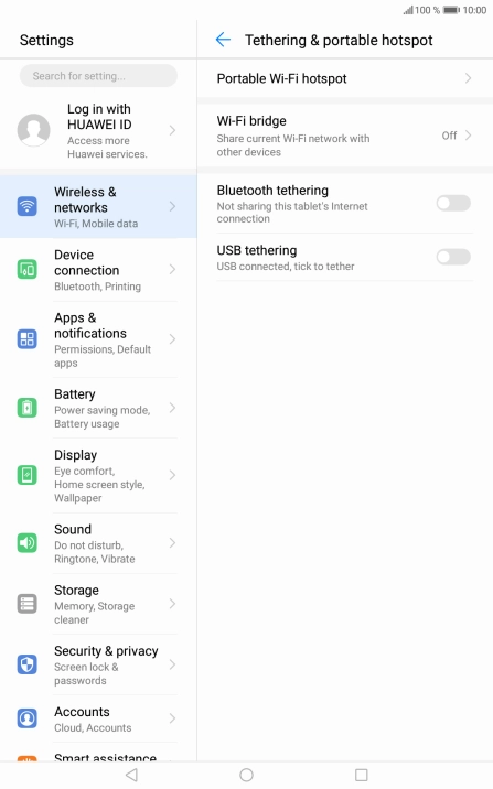 Press Portable Wi-Fi hotspot.