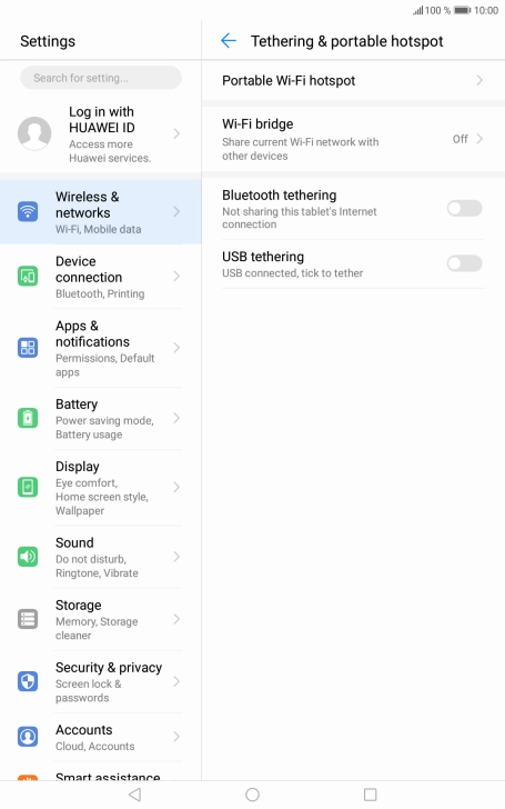 Press Portable Wi-Fi hotspot.