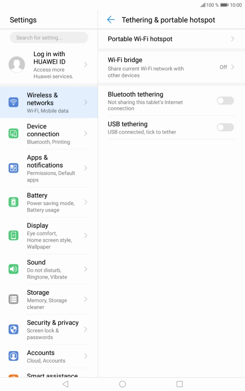 Press Portable Wi-Fi hotspot.