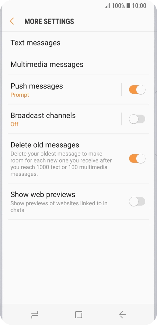 Press Text messages.
