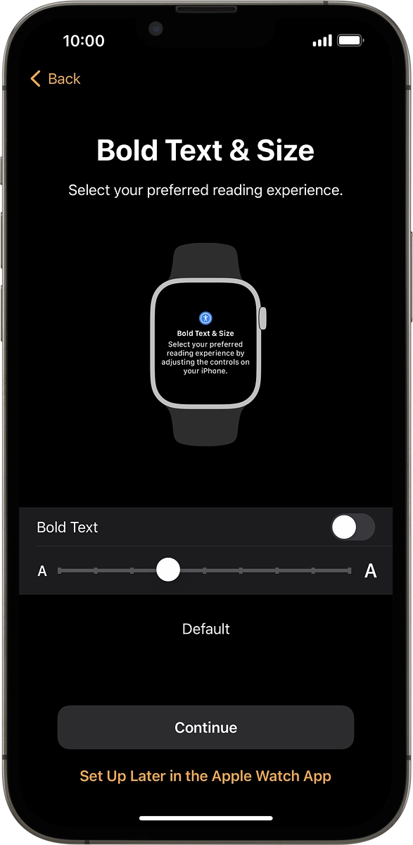 On your phone: Follow the instructions on the screen to select the required settings and press Continue.