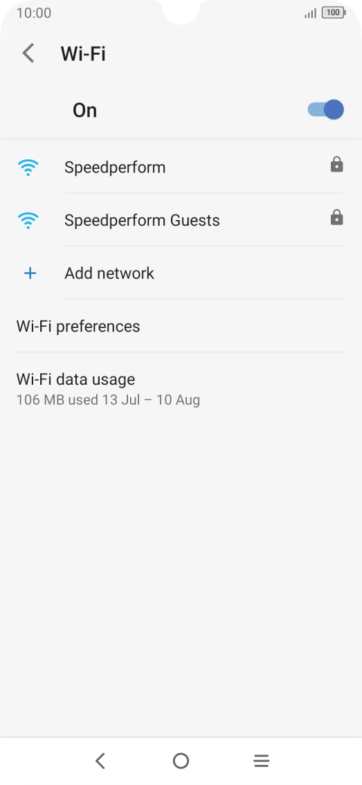 Press the required Wi-Fi network.