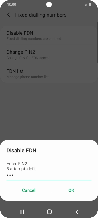 Key in your PIN2 and press OK. The default PIN2 is 0000.