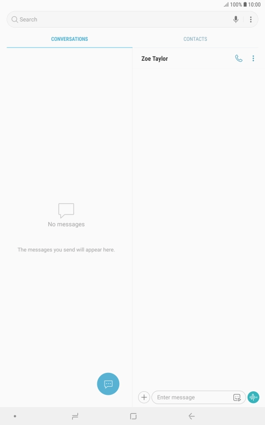 Press the text input field and write the text for your SMS.