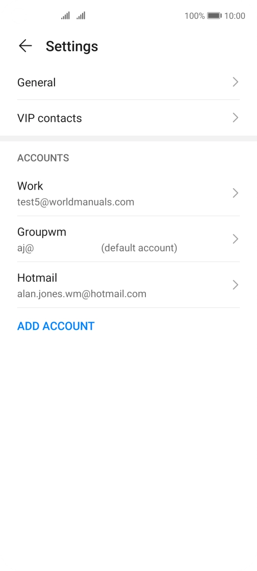 Press the required email account.