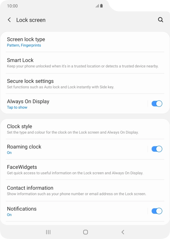 Press Screen lock type and key in the current phone lock code.