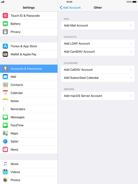 Press Add Mail Account.