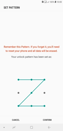 Repeat the selected phone lock code and press CONFIRM.