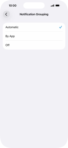 Press the required setting.