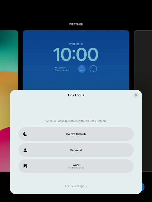 Press the required focus mode.