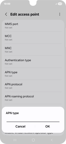 Key in default and press OK.