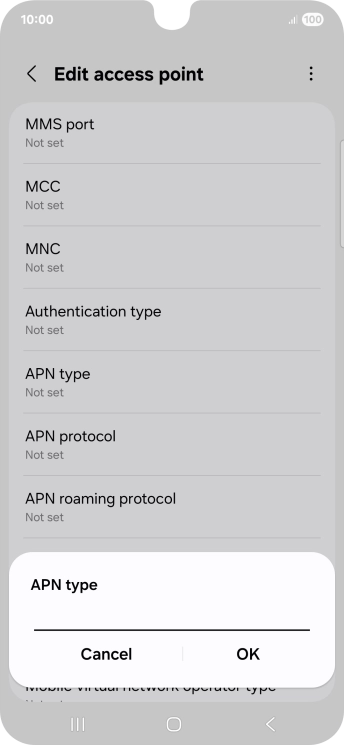 Key in default and press OK.