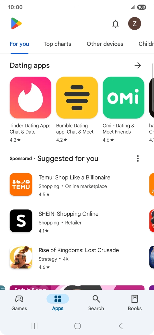 Press the profile icon.