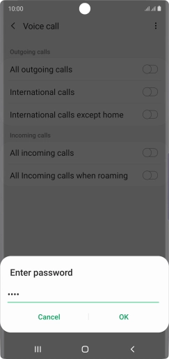 Key in your barring password and press OK.