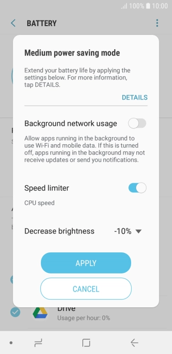 Press APPLY to turn on the function.