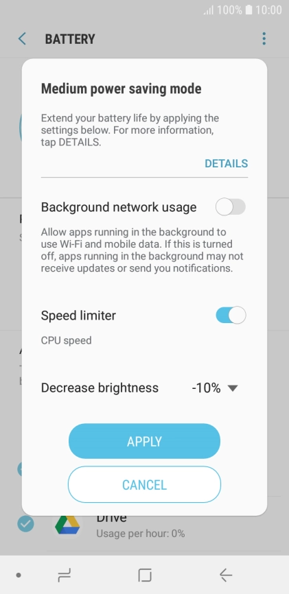 Press APPLY to turn on the function.