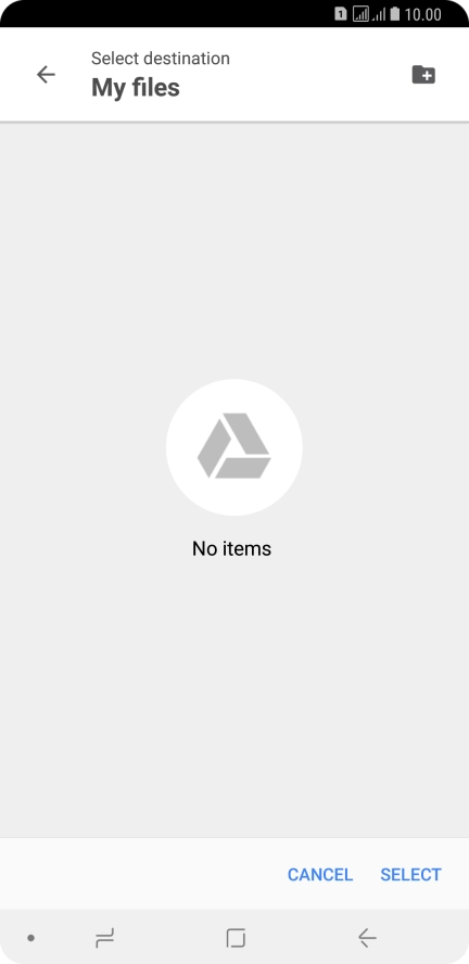 To create a new folder, press the new folder icon and follow the instructions on the screen to create a new folder.