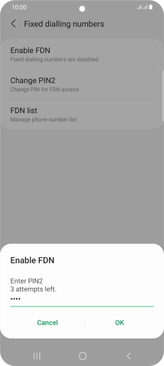 Key in your PIN2 and press OK. The default PIN2 is 0000.