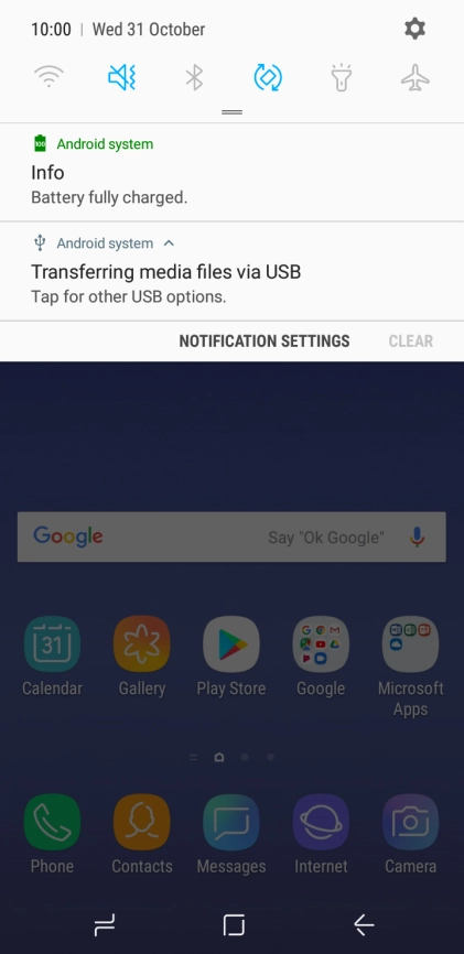 Press Tap for other USB options..