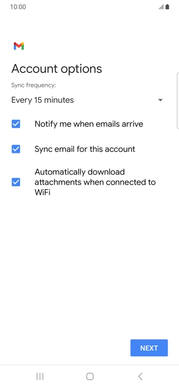 If this screen is displayed, you email account has been recognised and set up automatically. Follow the instructions on the screen to key in more information and finish setting up your phone.
