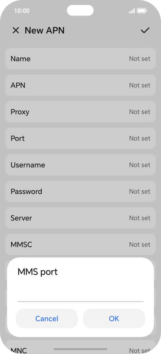 Key in 8080 and press OK.