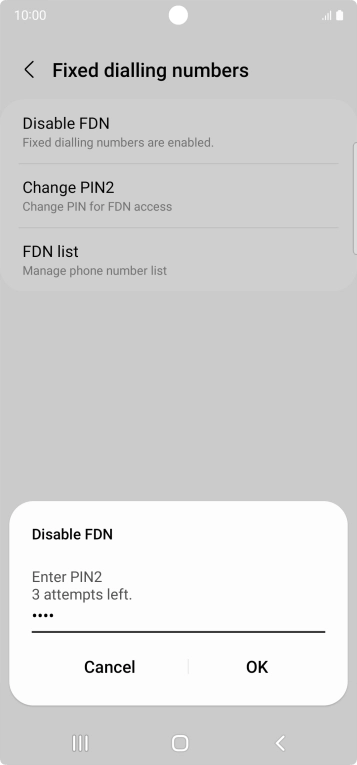 Key in your PIN2 and press OK. The default PIN2 is 0000.