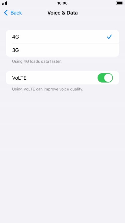 Press the required network mode.