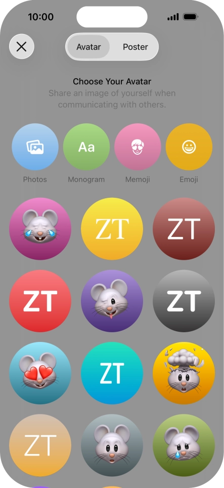 Press the required category and follow the instructions on the screen to select and save the required picture to your Contact Poster.