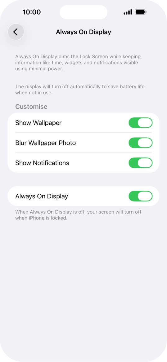 Press the indicator next to 