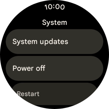 Press System updates. If a new software version is available, it's displayed. Follow the instructions on the screen to update the smartwatch software.