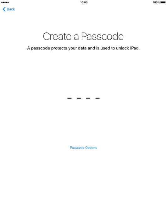 Follow the instructions on the screen to turn on use of Touch ID or press Passcode Options.