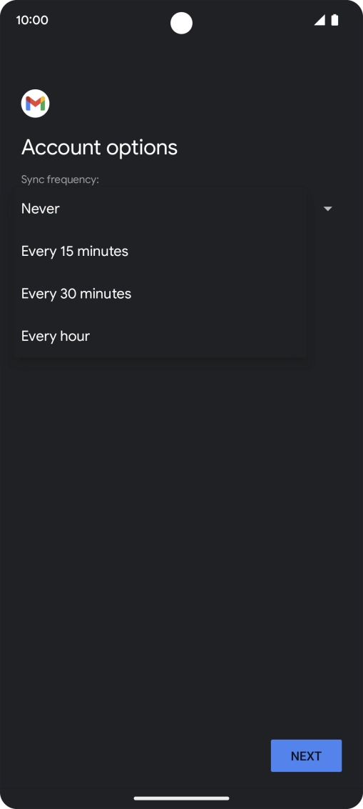 Press the required setting.
