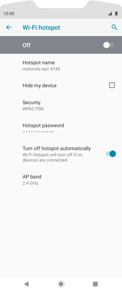 Press Hotspot password and key in the required password.