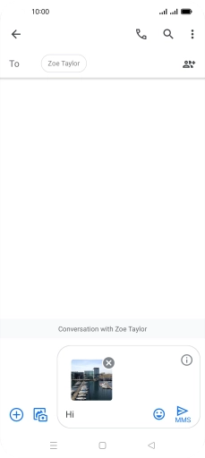 Press the send icon when you've finished your MMS.