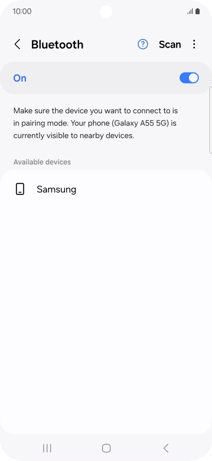 Press the required Bluetooth device and follow the instructions on the screen to pair the device with your phone.