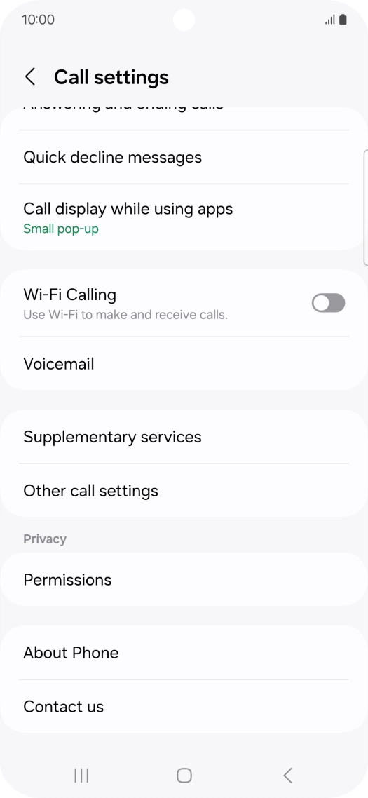 Press Supplementary services.