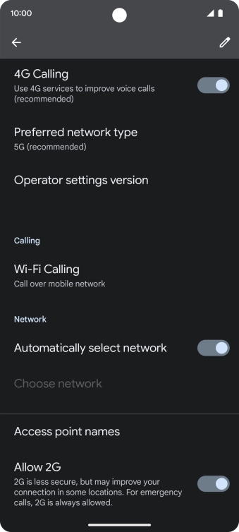 Press Access point names.