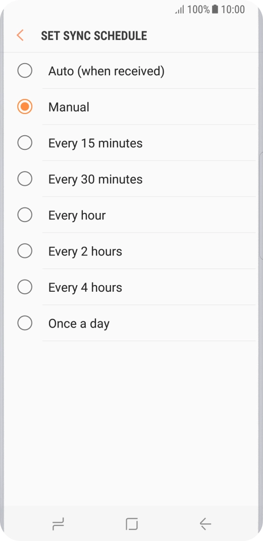 Press the required setting.
