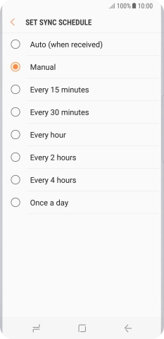 Press the required setting.