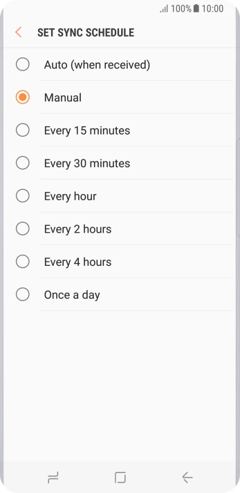 Press the required setting.