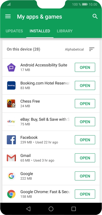 Press the required app.