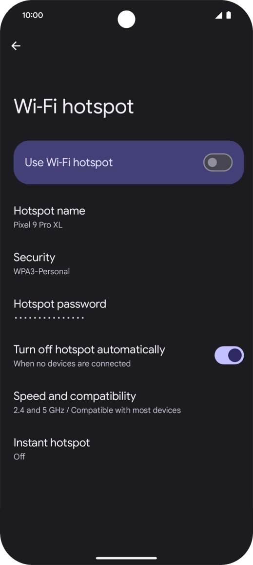 Press Hotspot password and key in the required password.