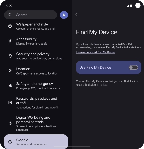 Press the indicator next to 