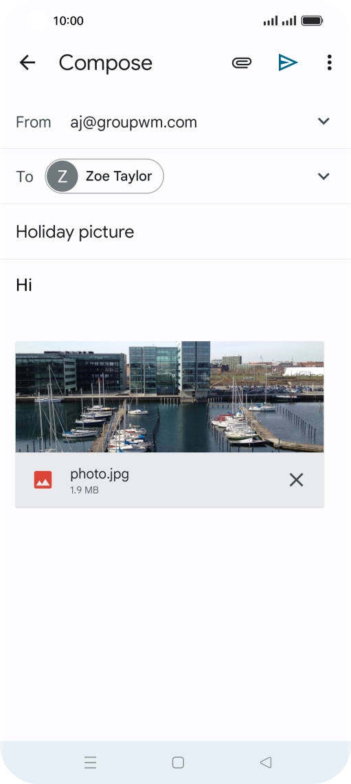 Press the send icon when you've finished your email.